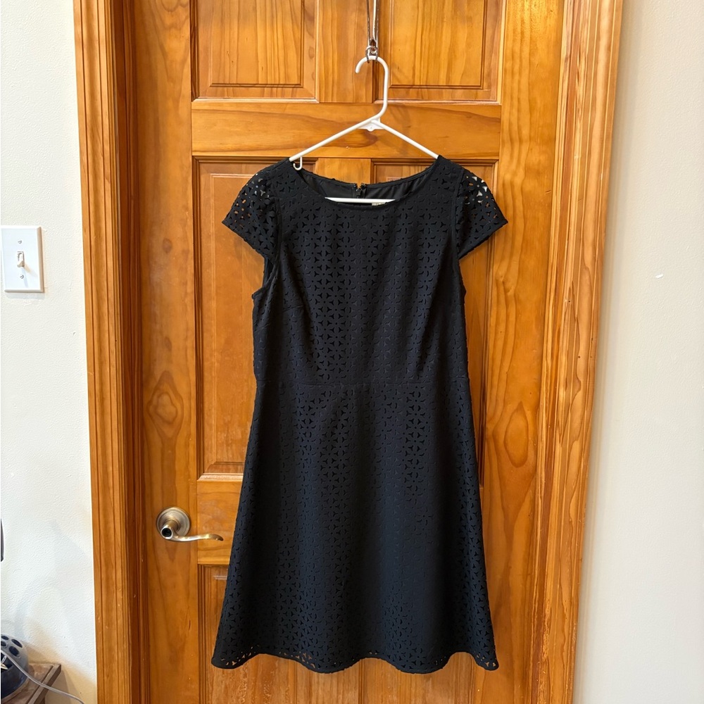 J. Crew Black Eyelet Midi Dress